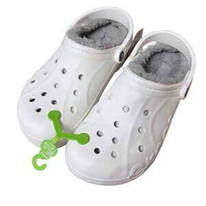 Crocs Baya Lined Clog  Lined White 8M 10W Unisex Sandals White Gray Lined